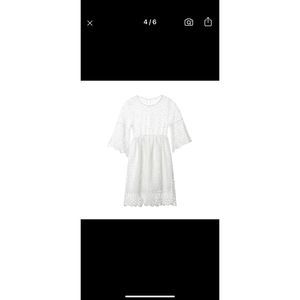 White eyelet swing dress flare sleeves